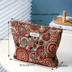 Brown Paisley Persian Cosmetic Organizer Bag – Large