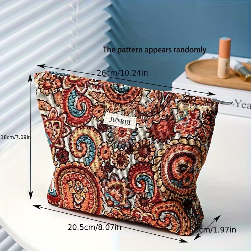 Brown Paisley Persian Cosmetic Organizer Bag – Large