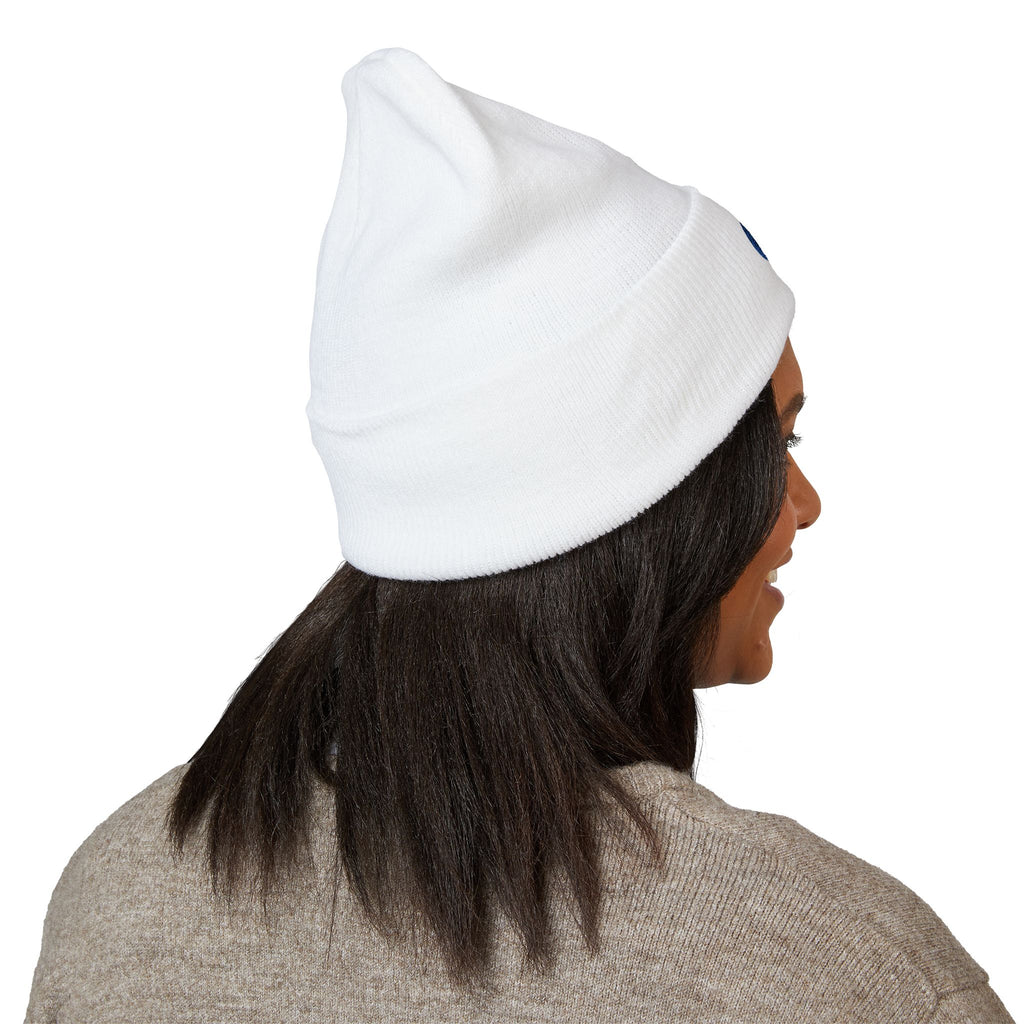 Evil Eye Embroidered Cuffed Beanie — Protective Blue Amulet Winter Hat