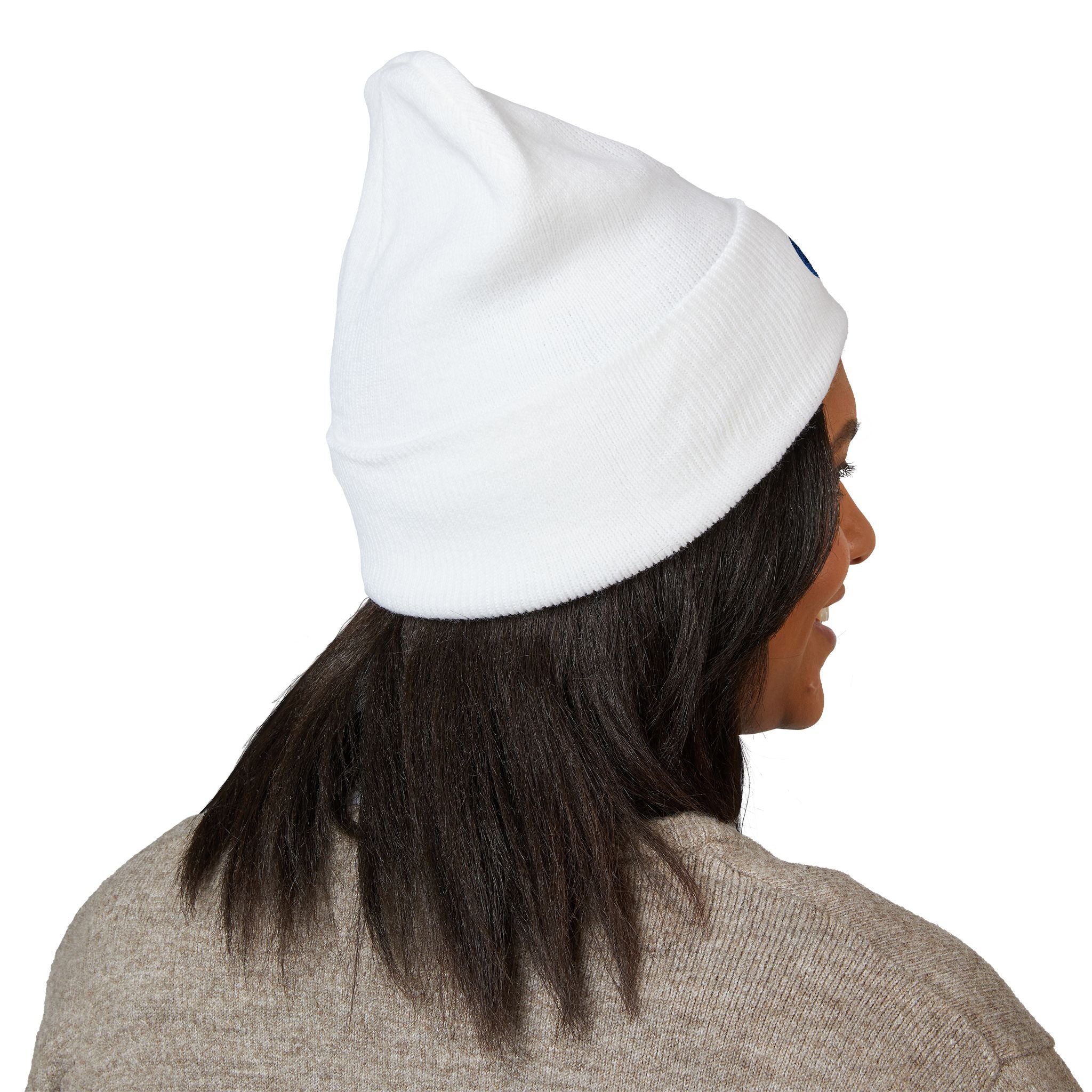 Evil Eye Embroidered Cuffed Beanie — Protective Blue Amulet Winter Hat