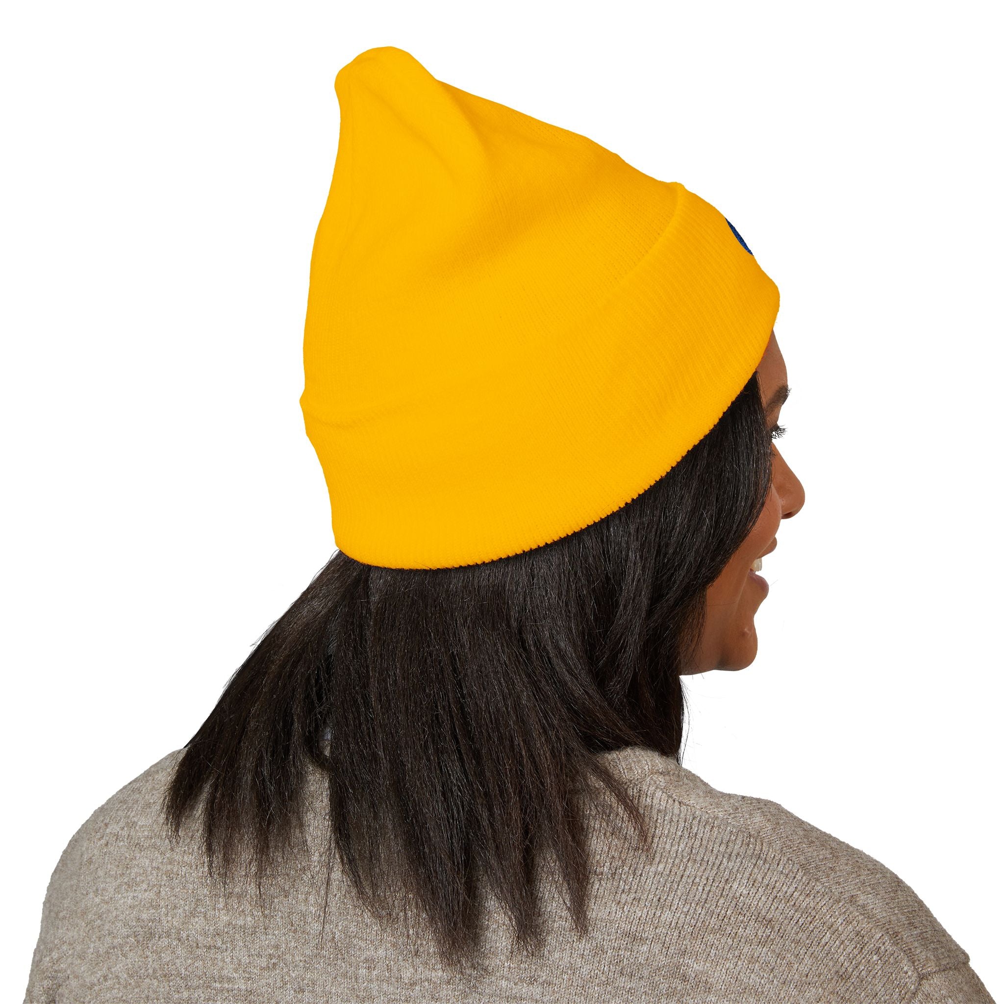 Evil Eye Embroidered Cuffed Beanie — Protective Blue Amulet Winter Hat