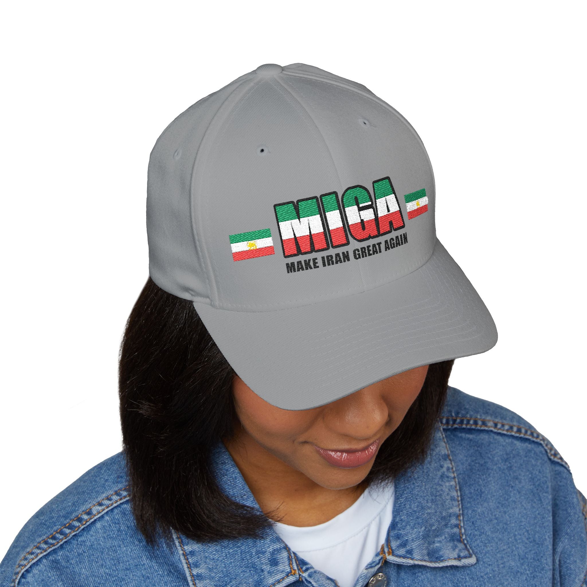MIGA Bestickte Baseballkappe – Flaggen-Design „Make Iran Great Again“