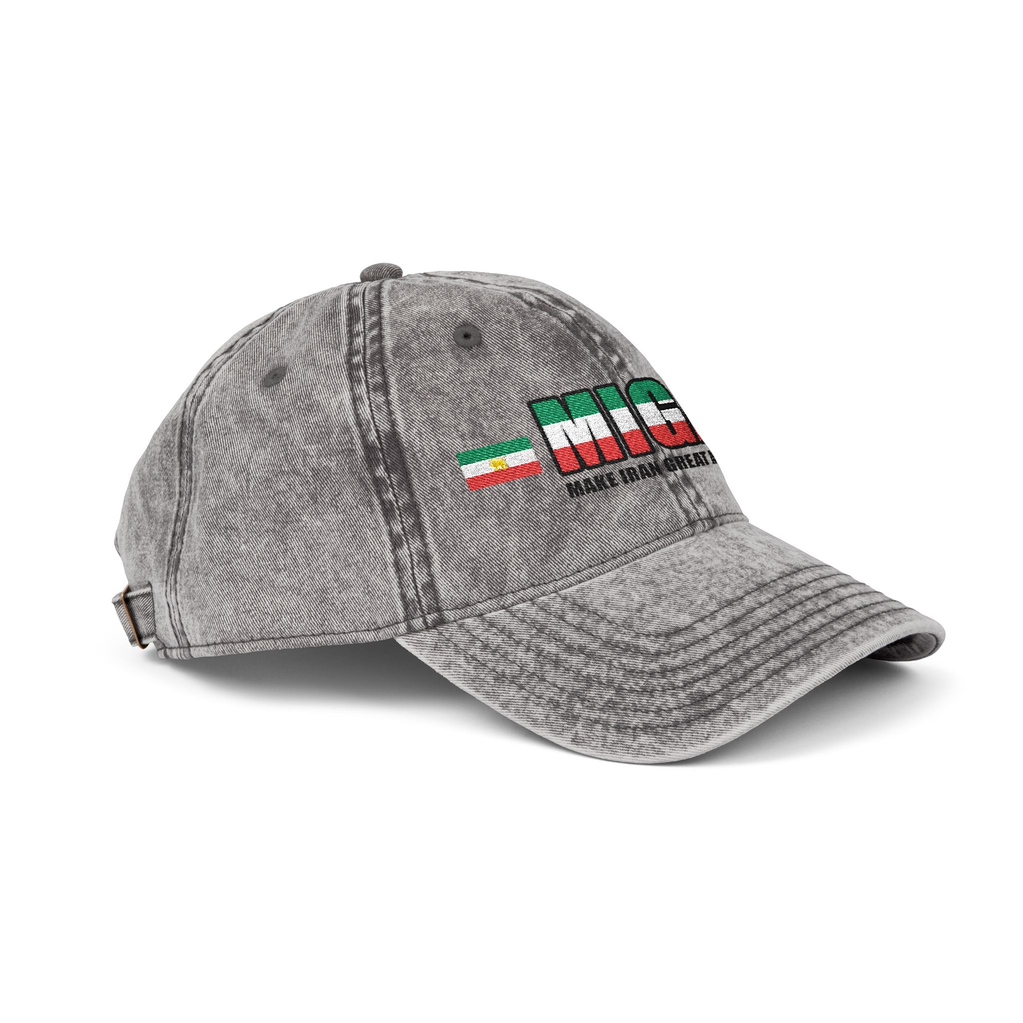 Vintage Embroidered MIGA Flag Cap — 'Make Iran Great Again' Retro Hat