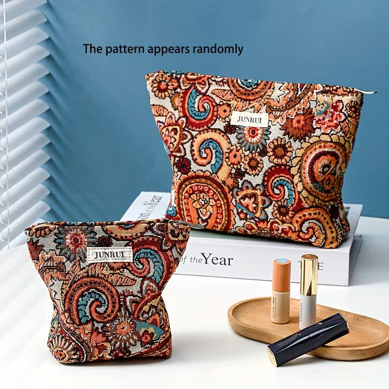 Brown Paisley Persian Cosmetic Organizer Bag – Large