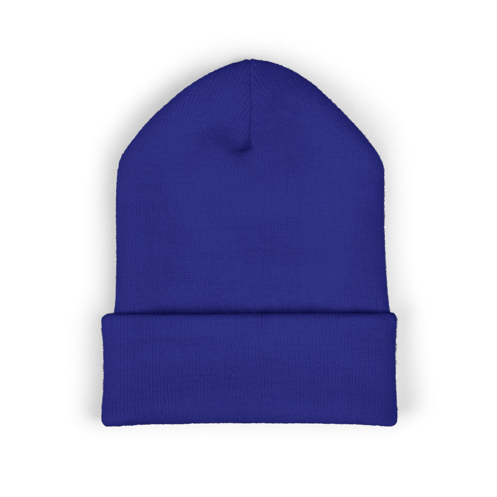 Evil Eye Embroidered Cuffed Beanie — Protective Blue Amulet Winter Hat