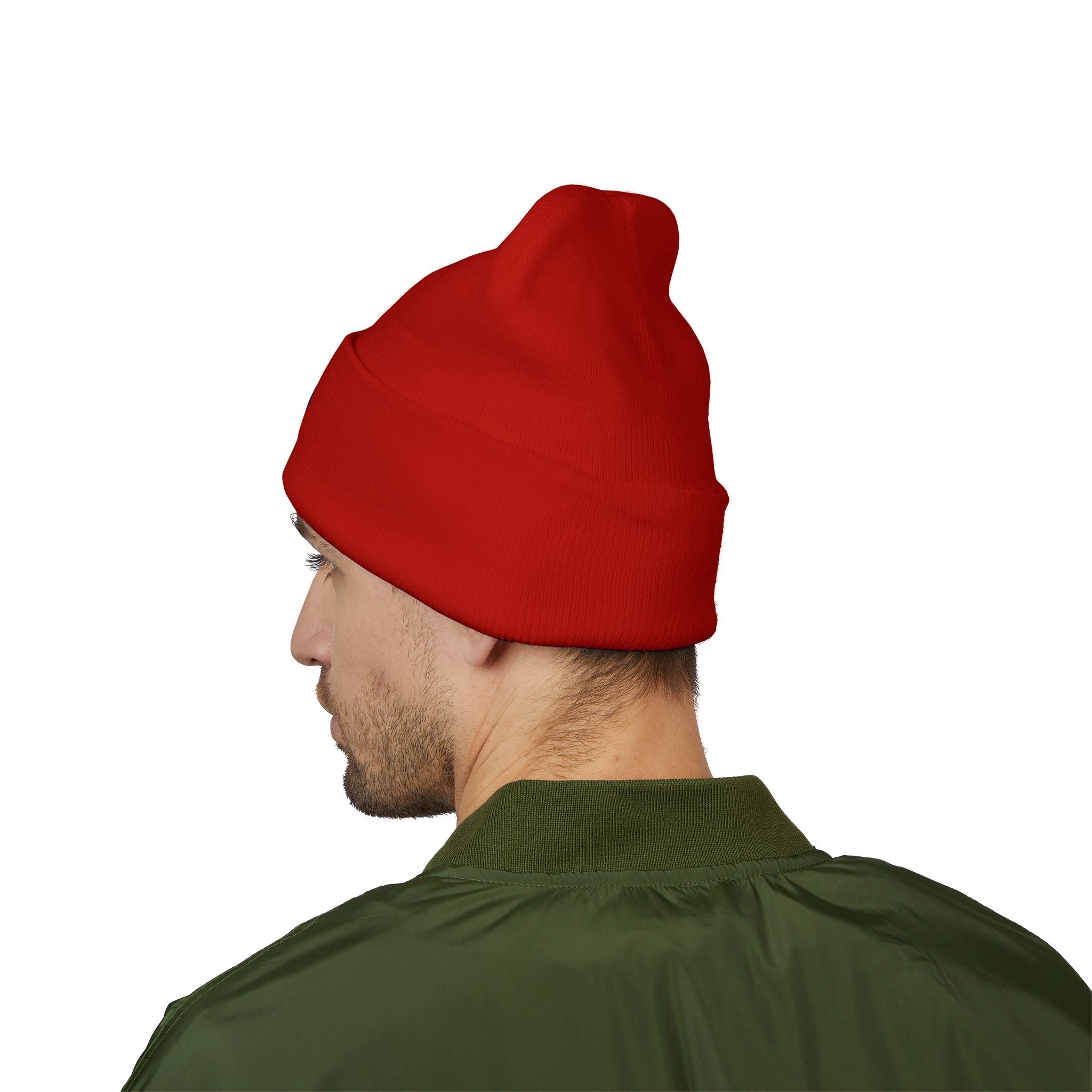 Evil Eye Embroidered Cuffed Beanie — Protective Blue Amulet Winter Hat