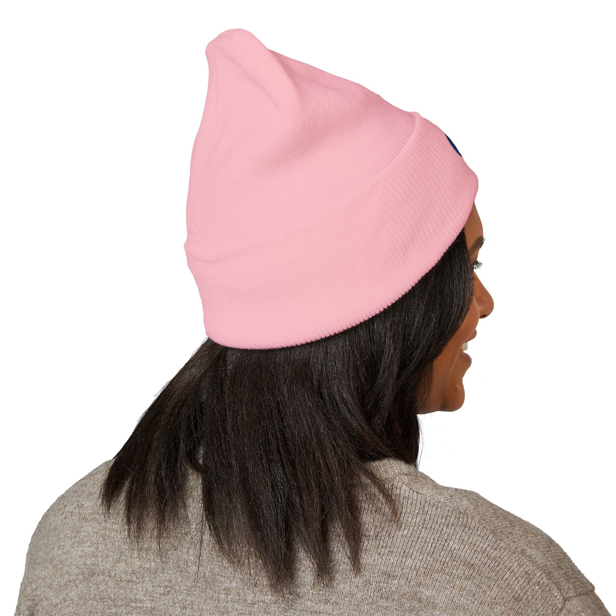 Evil Eye Embroidered Cuffed Beanie — Protective Blue Amulet Winter Hat