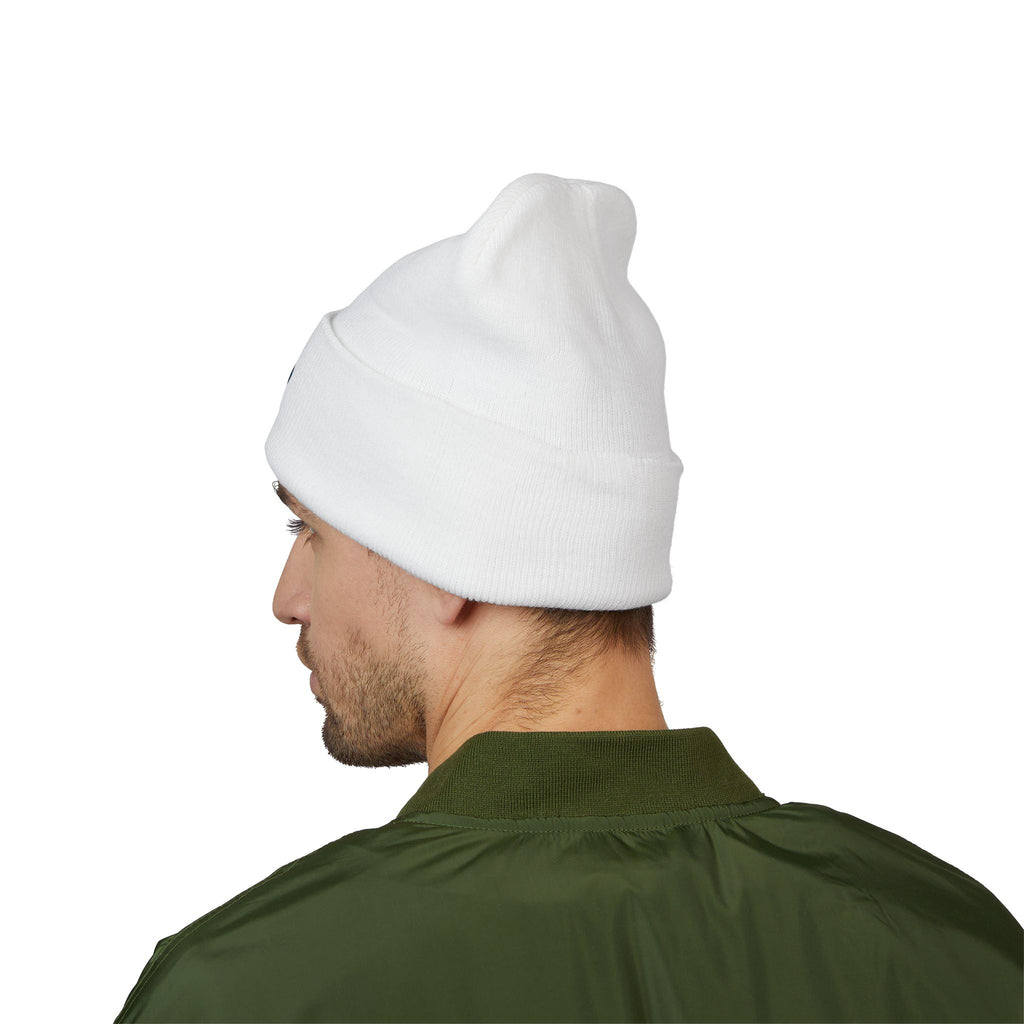 Evil Eye Embroidered Cuffed Beanie — Protective Blue Amulet Winter Hat