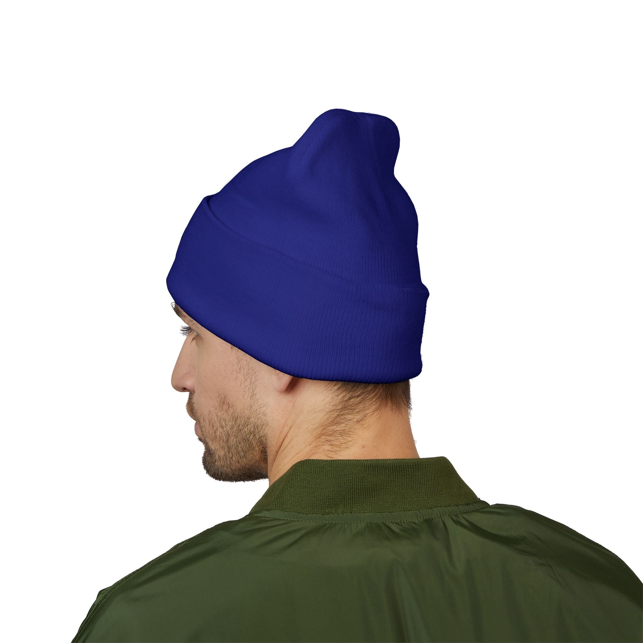 Evil Eye Embroidered Cuffed Beanie — Protective Blue Amulet Winter Hat