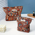 Brown Paisley Persian Cosmetic Organizer Bag – Large