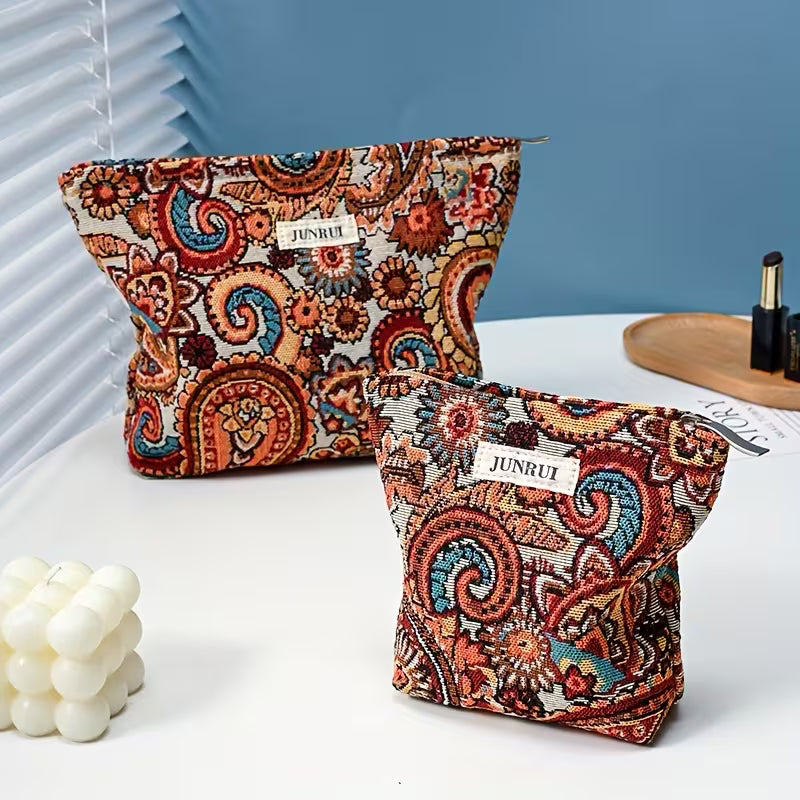 Brown Paisley Persian Cosmetic Organizer Bag – Large