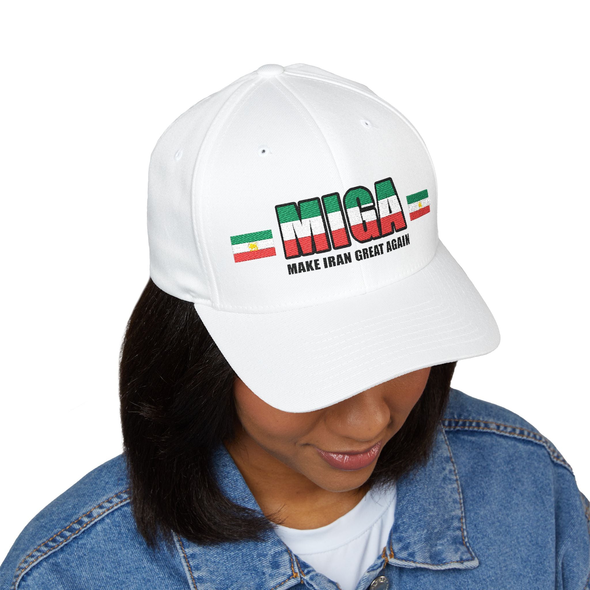MIGA Embroidered Baseball Cap — "Make Iran Great Again" Flag Design