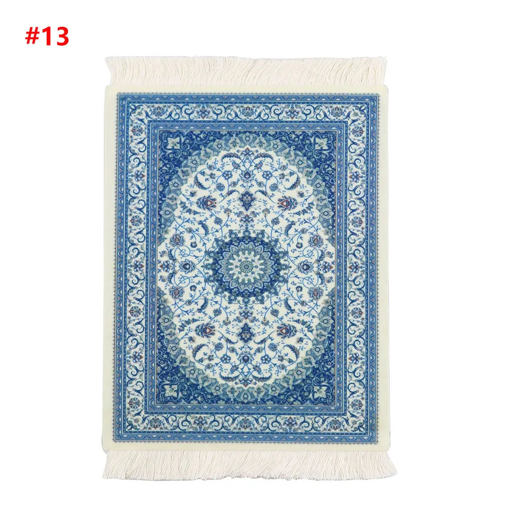 Persian Rug Pattern Mouse Pad — Mini Woven Carpet Mousepad with Fringe for Home & Office