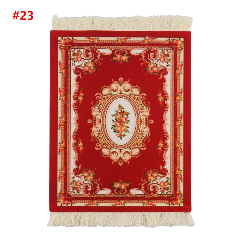 Persian Rug Pattern Mouse Pad — Mini Woven Carpet Mousepad with Fringe for Home & Office