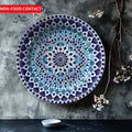 Blue Gradient Moroccan Geometric Star Ceramic Decor Plate - Hanging Wall Art, Suitable for families, living rooms, and offices