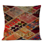 Persischer Teppich-Kissenbezug – Geometrisches rot-blaues Stammesmuster, 45x45cm oder 50x50cm