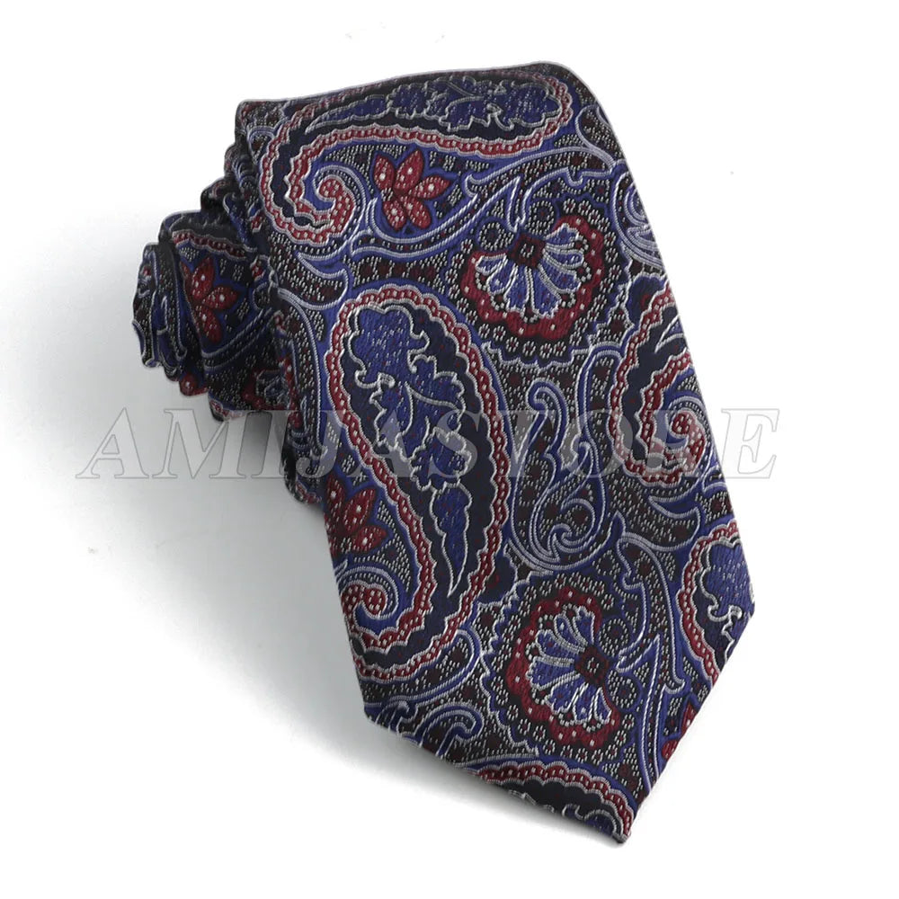 Persian Boteh Jegheh Paisley Necktie — Purple & Blue Woven Silk-Style Tie for Weddings & Formal Occasions