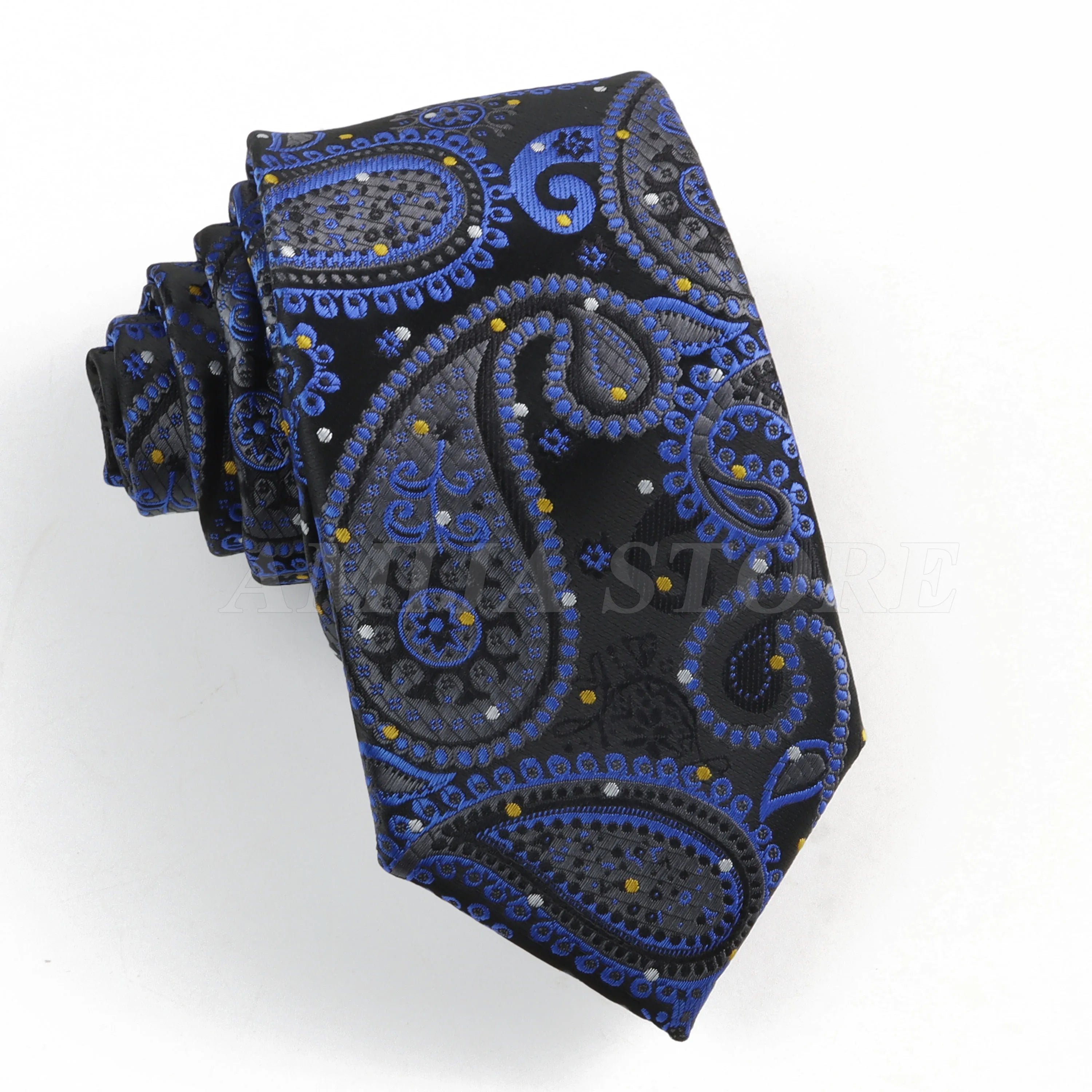 Persian Boteh Jegheh Paisley Necktie — Purple & Blue Woven Silk-Style Tie for Weddings & Formal Occasions