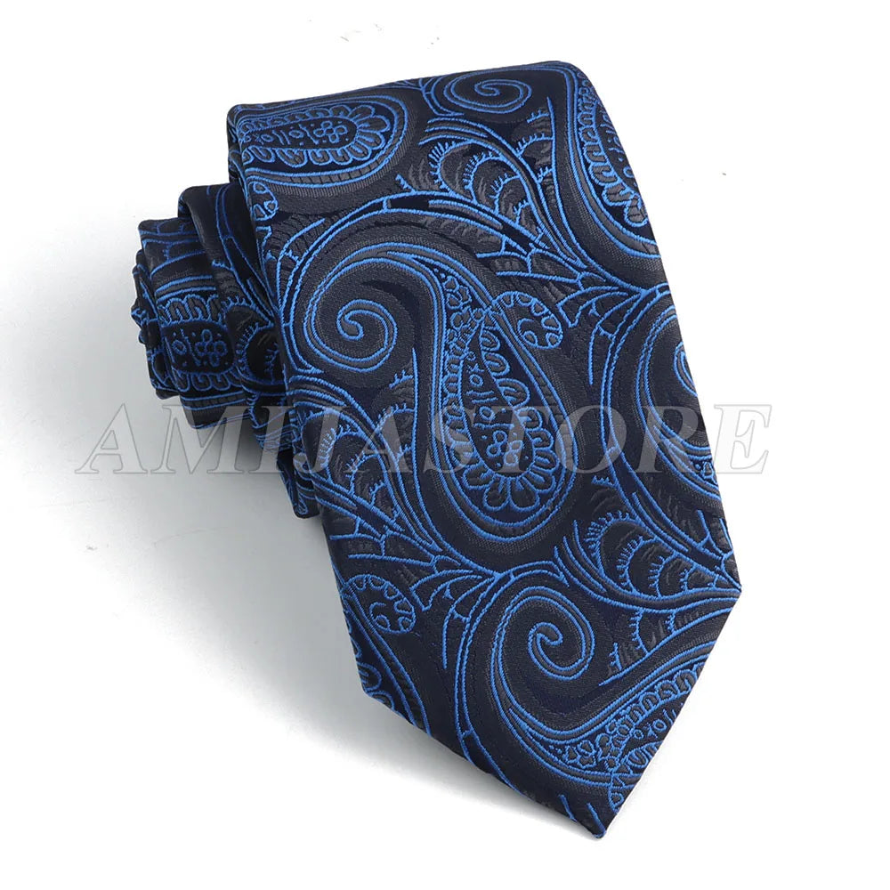 Persian Boteh Jegheh Paisley Necktie — Purple & Blue Woven Silk-Style Tie for Weddings & Formal Occasions