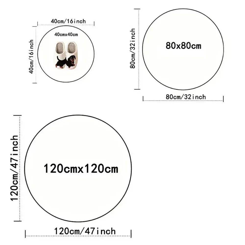 Round Persian Carpet Mat — Soft Flannel Circle Rug for Living Room, Bedroom & Kitchen