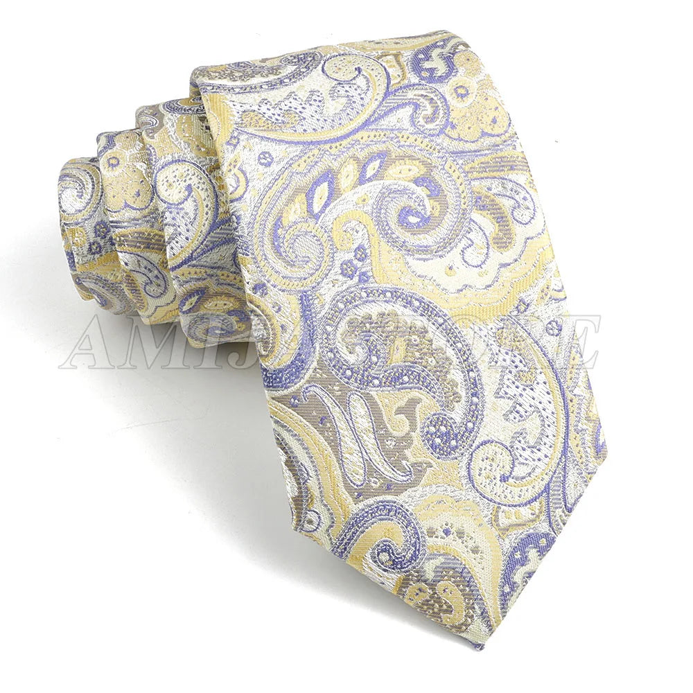 Persian Boteh Jegheh Paisley Necktie — Purple & Blue Woven Silk-Style Tie for Weddings & Formal Occasions