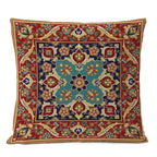Persischer Teppich-Kissenbezug – Geometrisches rot-blaues Stammesmuster, 45x45cm oder 50x50cm