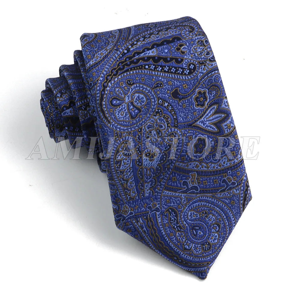 Persian Boteh Jegheh Paisley Necktie — Purple & Blue Woven Silk-Style Tie for Weddings & Formal Occasions
