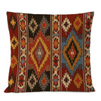 Persischer Teppich-Kissenbezug – Geometrisches rot-blaues Stammesmuster, 45x45cm oder 50x50cm
