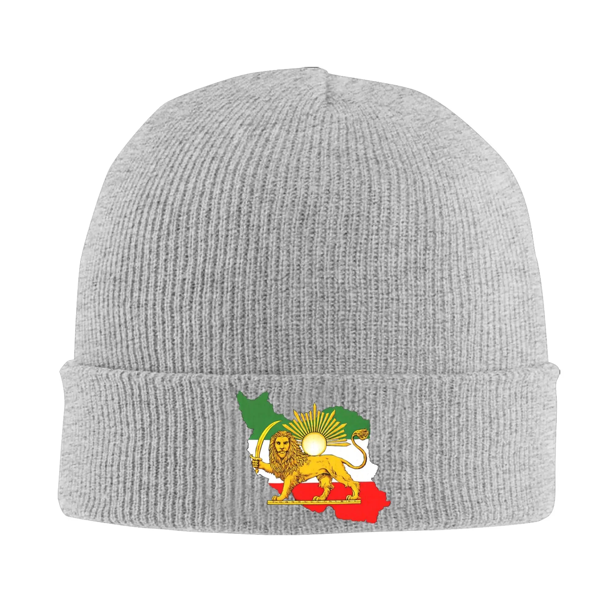 Iran Lion & Sun Heritage Beanie Hat — Vintage Persian Emblem Winter Cap