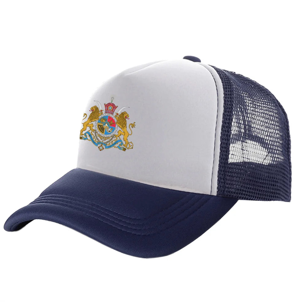 Iran Imperial Flag Trucker Cap — Unisex Mesh Baseball Hat with Lion & Sun Design