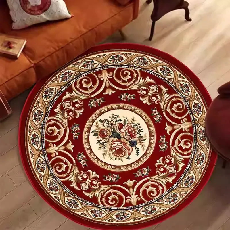 Round Persian Carpet Mat — Soft Flannel Circle Rug for Living Room, Bedroom & Kitchen