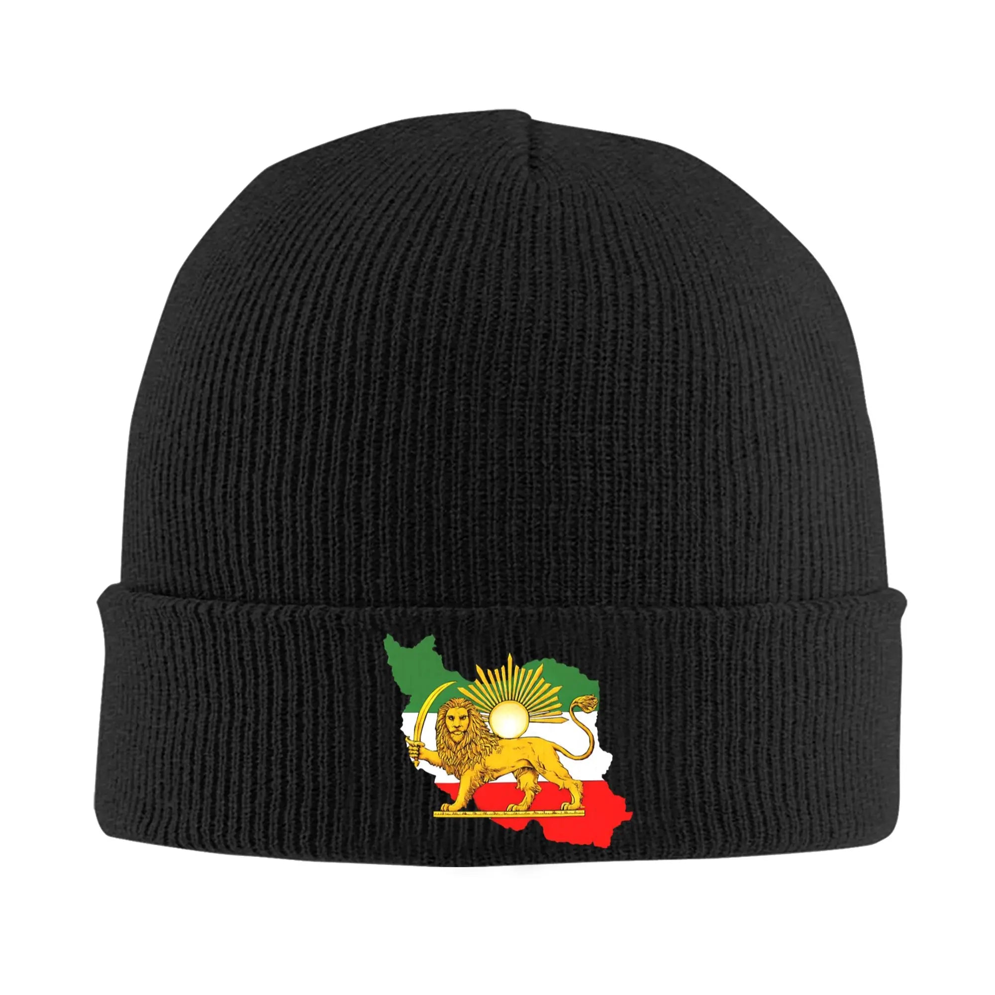 Iran Lion & Sun Heritage Beanie Hat — Vintage Persian Emblem Winter Cap