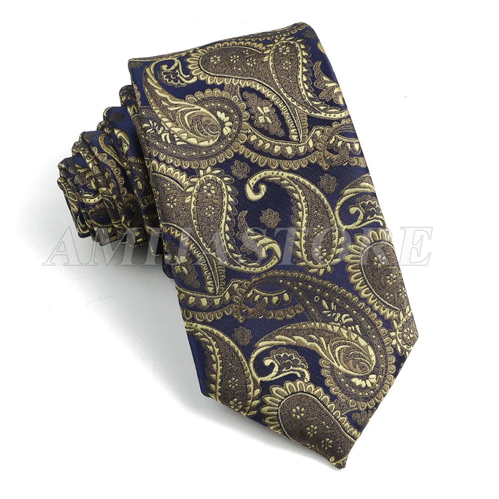 Persian Boteh Jegheh Paisley Necktie — Purple & Blue Woven Silk-Style Tie for Weddings & Formal Occasions