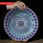Blau verlaufende marokkanische geometrische Stern-Keramik-Dekorplatte - Hängende Wandkunst, geeignet für Familien, Wohnzimmer und Büros
