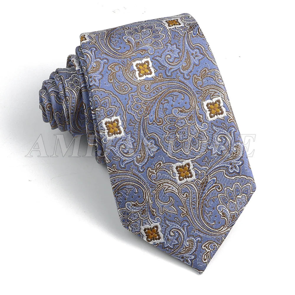Persian Boteh Jegheh Paisley Necktie — Purple & Blue Woven Silk-Style Tie for Weddings & Formal Occasions