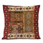 Persischer Teppich-Kissenbezug – Geometrisches rot-blaues Stammesmuster, 45x45cm oder 50x50cm