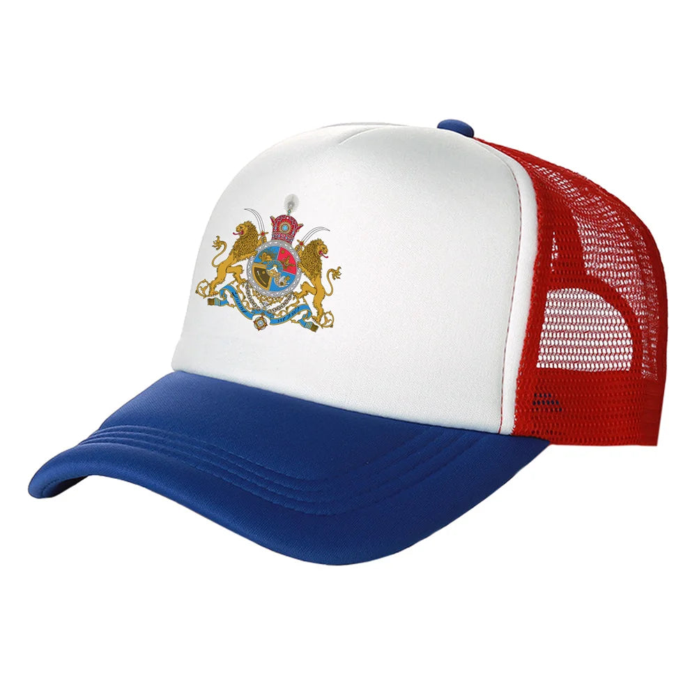 Iran Imperial Flag Trucker Cap — Unisex Mesh Baseball Hat with Lion & Sun Design