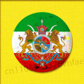 Kaiserliches Wappen des Iran runde Anstecknadel – Löwe, Sonne & Krone Brosche in 4 Größen