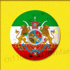 Kaiserliches Wappen des Iran runde Anstecknadel – Löwe, Sonne & Krone Brosche in 4 Größen