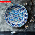 Lebendige persisch-blaue florale Mandala Keramik-Dekorplatte – Wandbehang, geeignet für Familien, Wohnzimmer und Büros