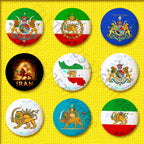 Kaiserliches Wappen des Iran runde Anstecknadel – Löwe, Sonne & Krone Brosche in 4 Größen