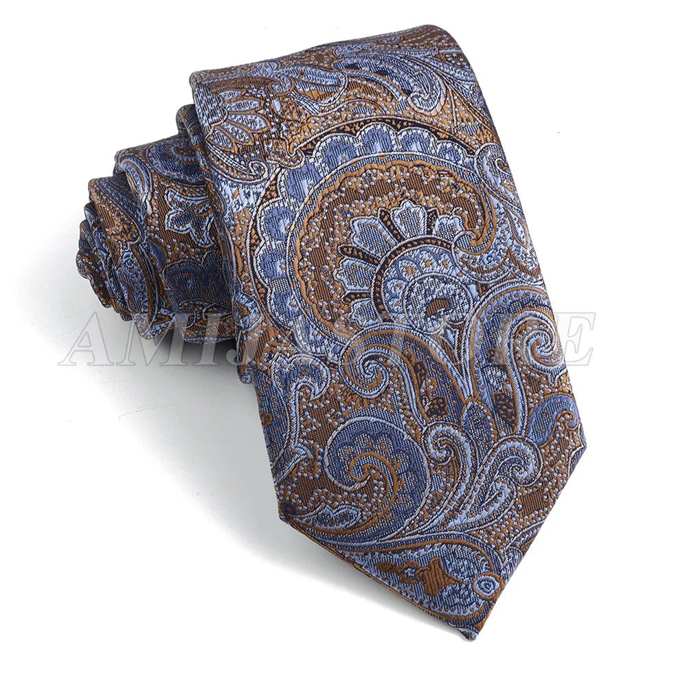 Persian Boteh Jegheh Paisley Necktie — Purple & Blue Woven Silk-Style Tie for Weddings & Formal Occasions