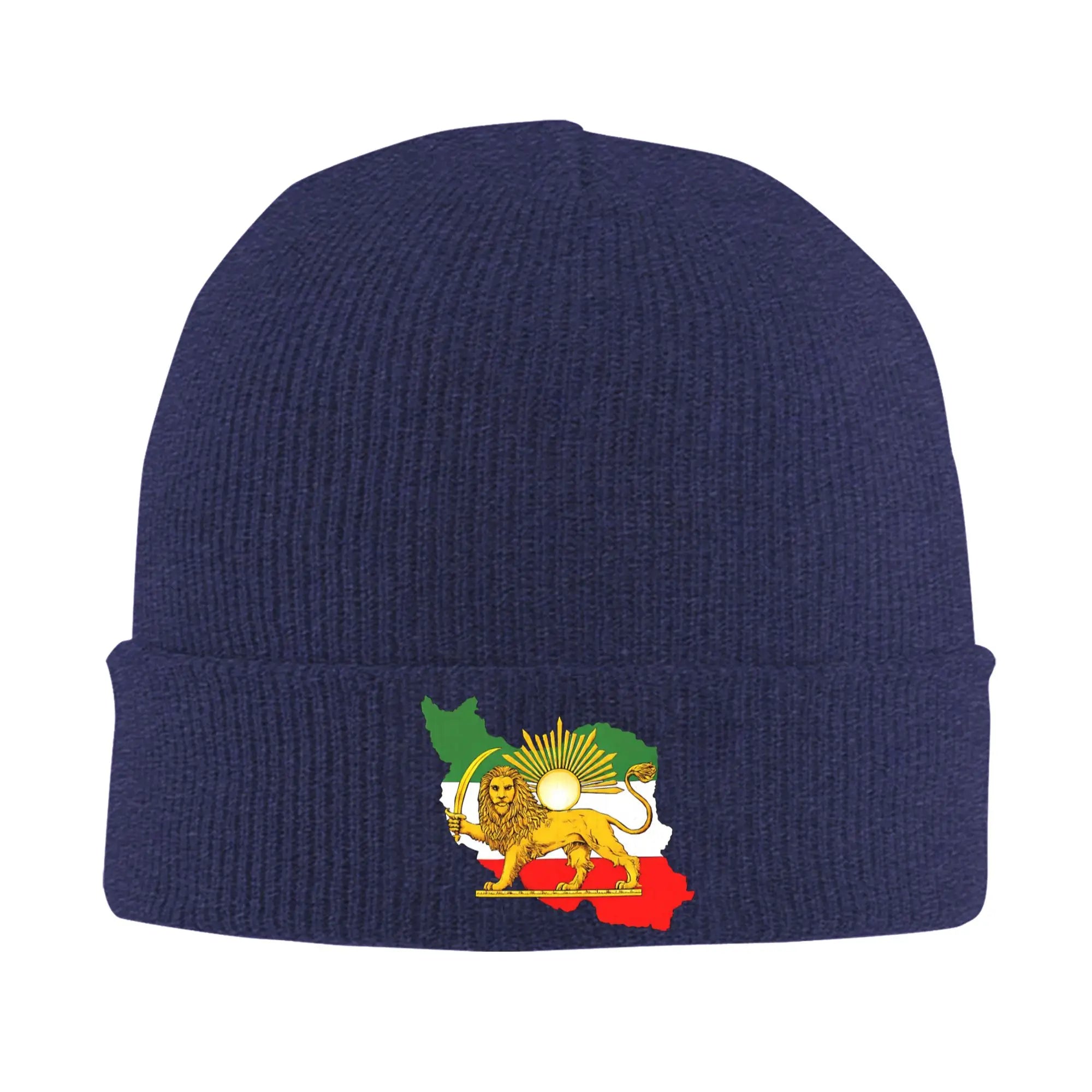 Iran Lion & Sun Heritage Beanie Hat — Vintage Persian Emblem Winter Cap