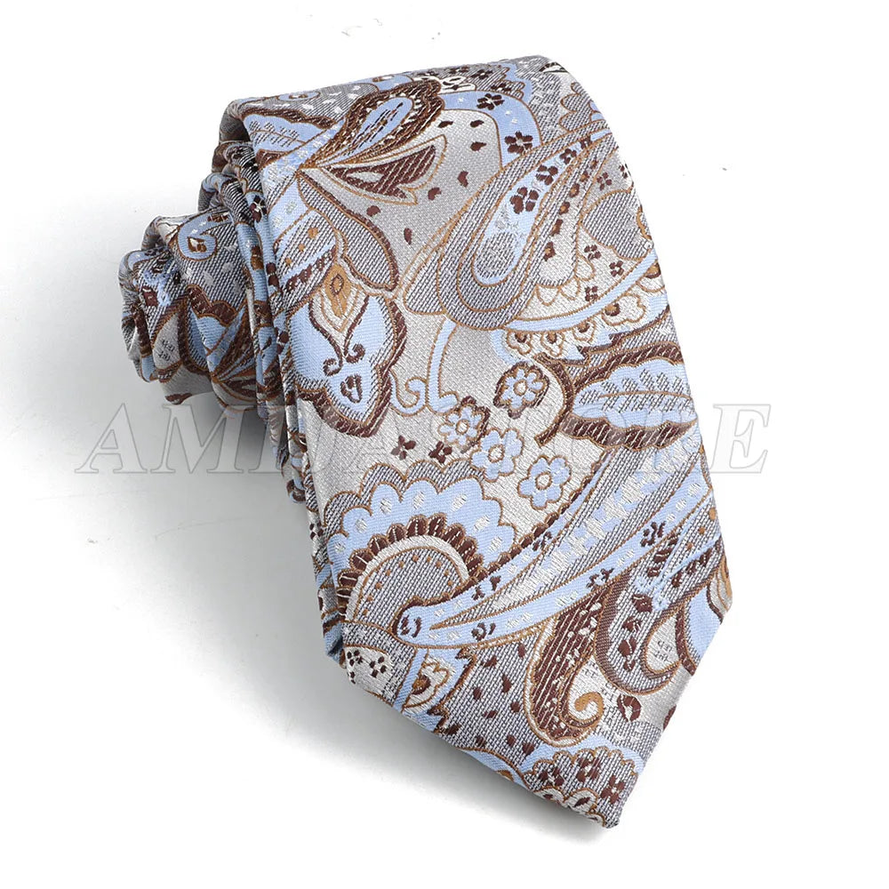 Persian Boteh Jegheh Paisley Necktie — Purple & Blue Woven Silk-Style Tie for Weddings & Formal Occasions