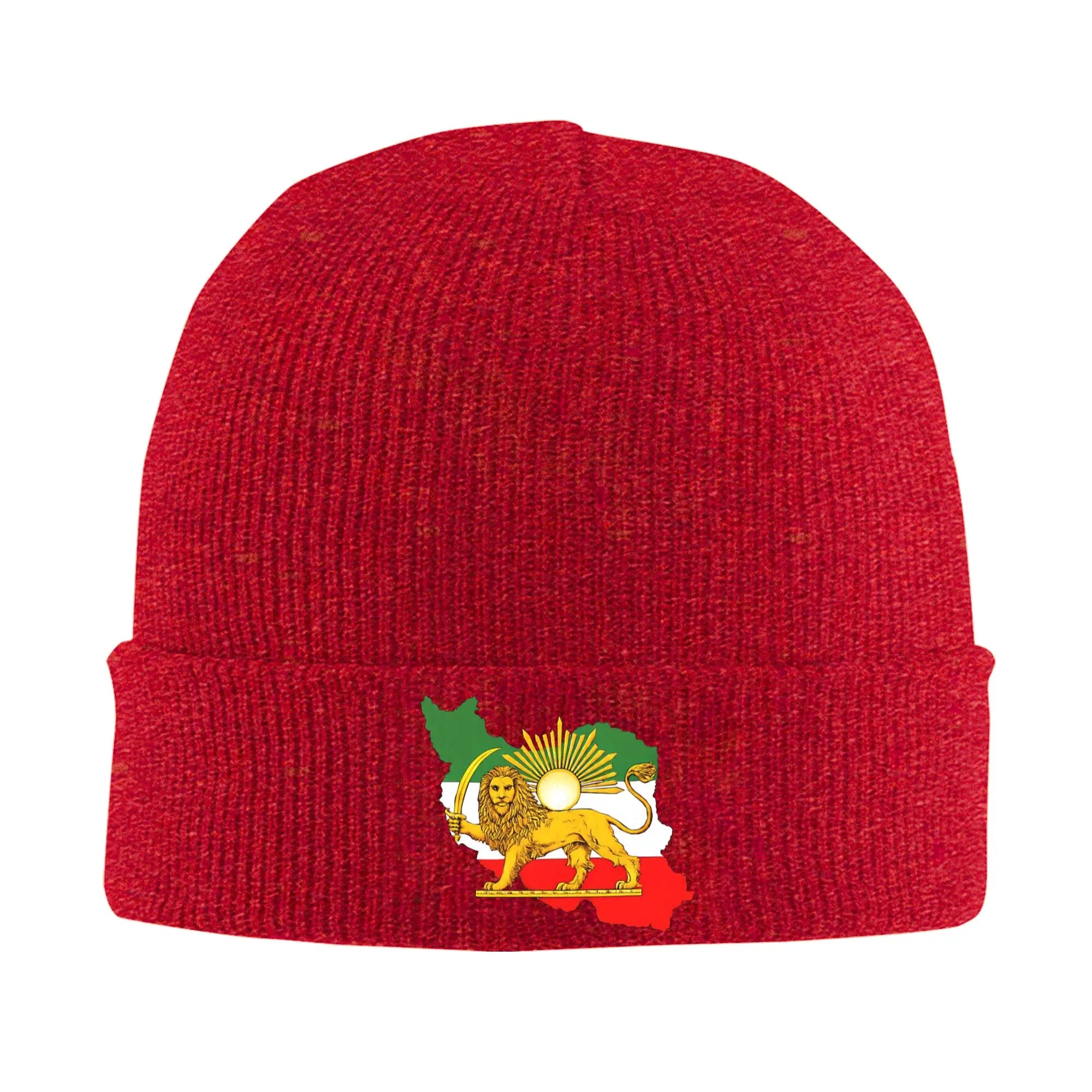 Iran Lion & Sun Heritage Beanie Hat — Vintage Persian Emblem Winter Cap