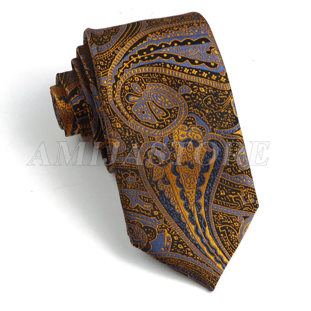 Persian Boteh Jegheh Paisley Necktie — Purple & Blue Woven Silk-Style Tie for Weddings & Formal Occasions