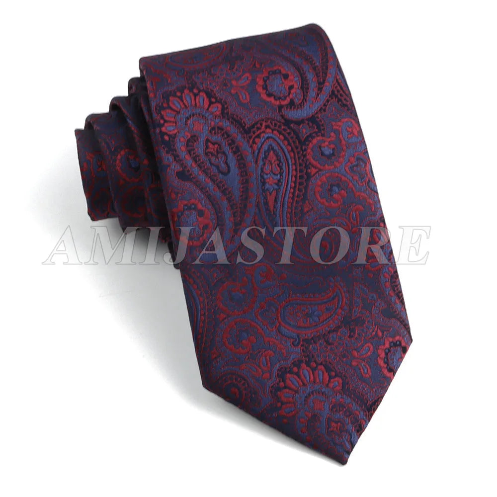 Persian Boteh Jegheh Paisley Necktie — Purple & Blue Woven Silk-Style Tie for Weddings & Formal Occasions