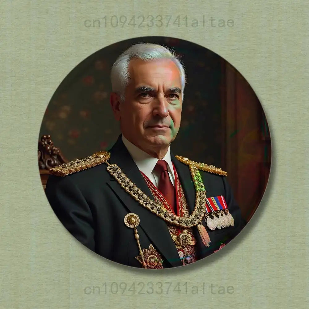 Mohammad Reza Shah Pahlavi Round Pin Badge — Persian Heritage Brooch & Souvenir