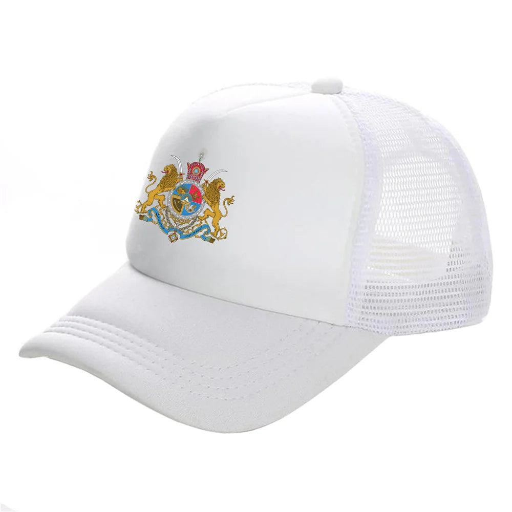 Iran Imperial Flag Trucker Cap — Unisex Mesh Baseball Hat with Lion & Sun Design