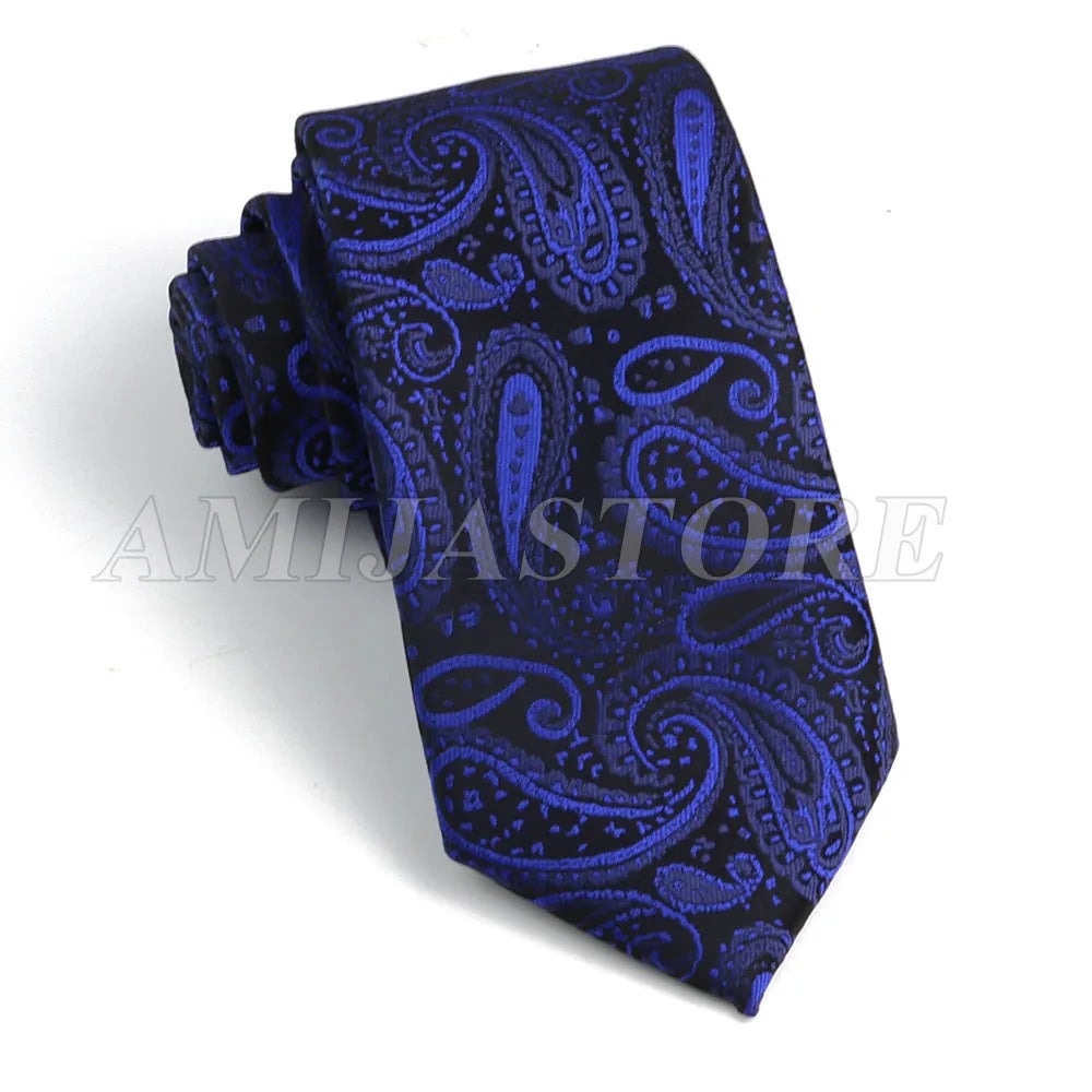 Persian Boteh Jegheh Paisley Necktie — Purple & Blue Woven Silk-Style Tie for Weddings & Formal Occasions